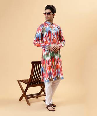 Multicolor ikat kurta 1