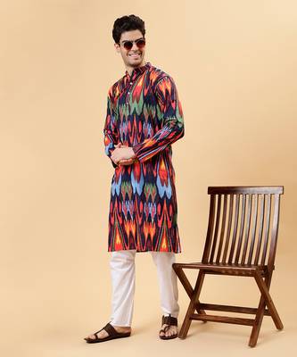 Navy ikat kurta 1