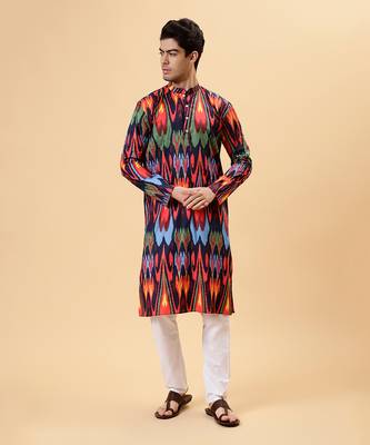 Navy ikat kurta 2