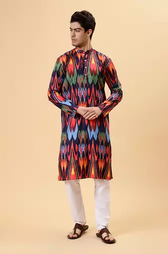 Navy ikat kurta