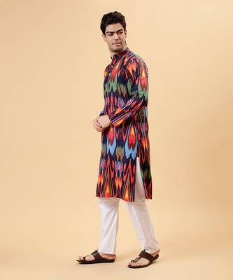 Navy ikat kurta 3