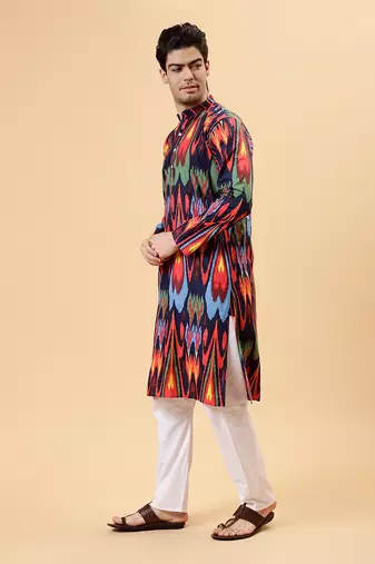 Navy ikat kurta