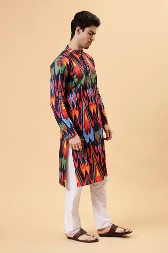 Navy ikat kurta