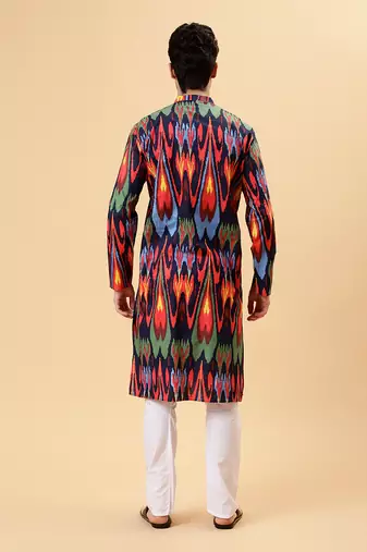 Navy ikat kurta