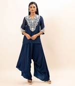 Navy blue drape pants set