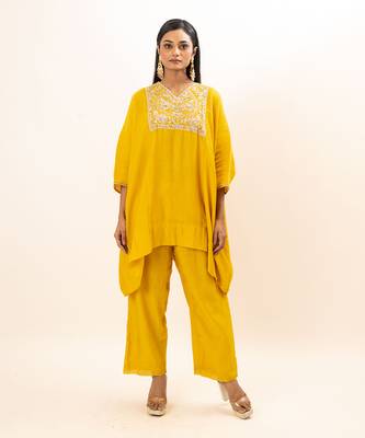 Yellow short kaftan set 1