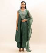Sap green embroidered kurta set