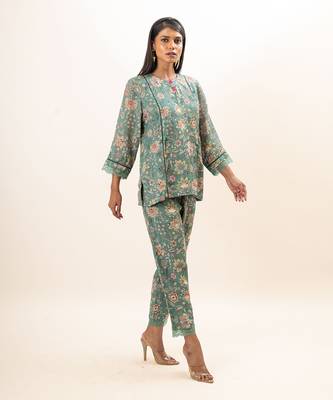 Dusty green short kurta set 2