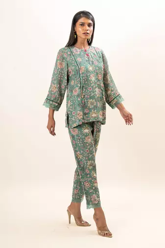 Dusty green short kurta set