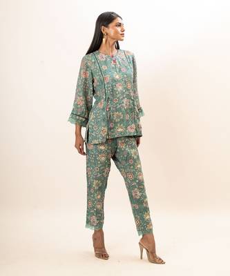 Dusty green short kurta set 3