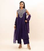 Purple embroidered kurta set
