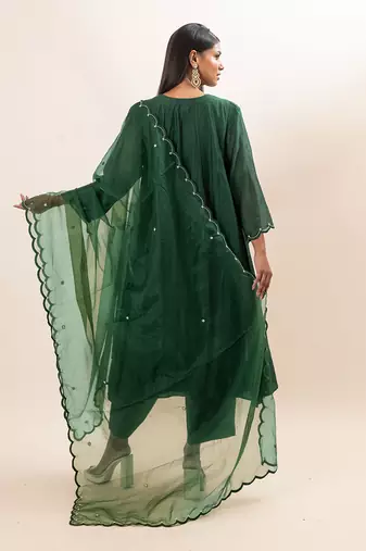 Sap green embroidered kurta set