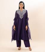 Purple embroidered kurta set