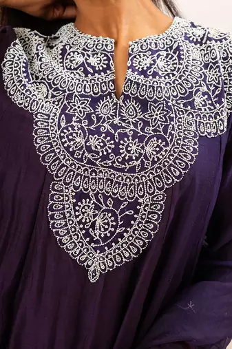 Purple embroidered kurta set