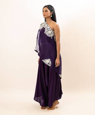 Purple embroidered pants set 2