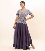 Dusty purple embroidered sharara set