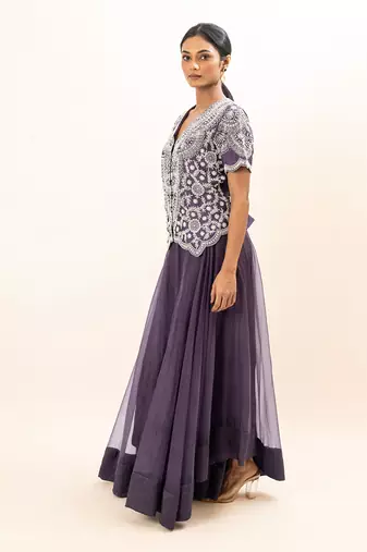 Dusty purple embroidered sharara set