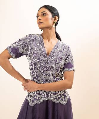 Dusty purple embroidered sharara set 3