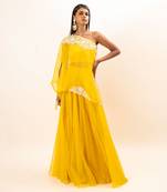 Yellow Hand Embroidered  Lehenga Set
