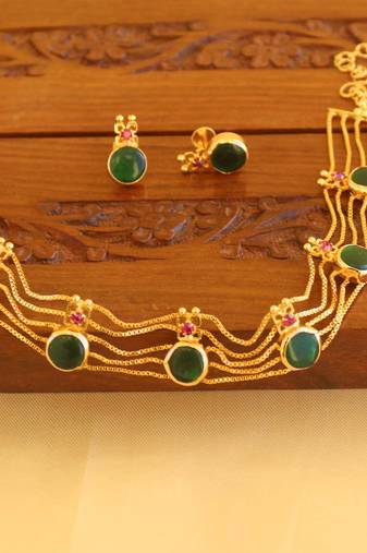 Kerala style palakka necklace set