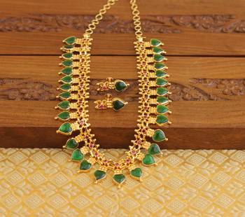 Kerala style gold platted palakka necklace set 2