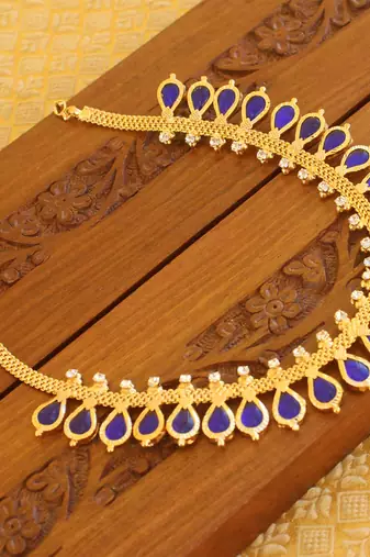 Kerala style gold platted palakka necklace