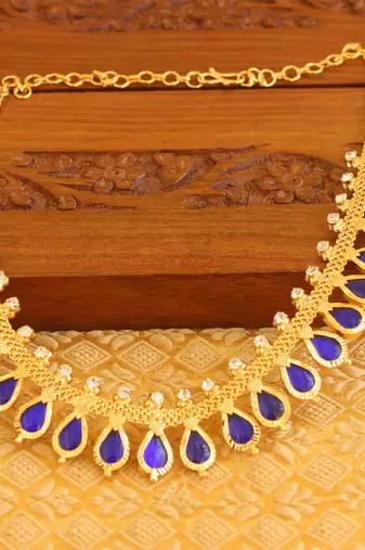 Kerala style gold platted palakka necklace