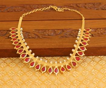 Kerala style gold platted palakka necklace 1