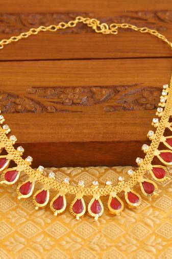 Kerala style gold platted palakka necklace
