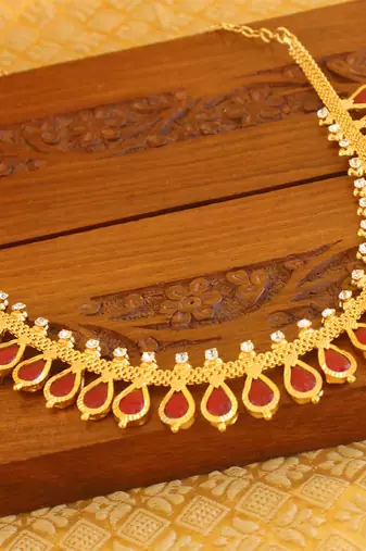Kerala style gold platted palakka necklace