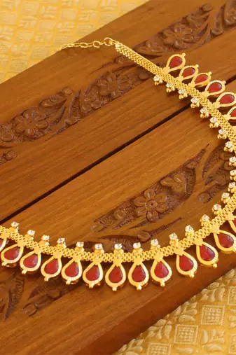 Kerala style gold platted palakka necklace