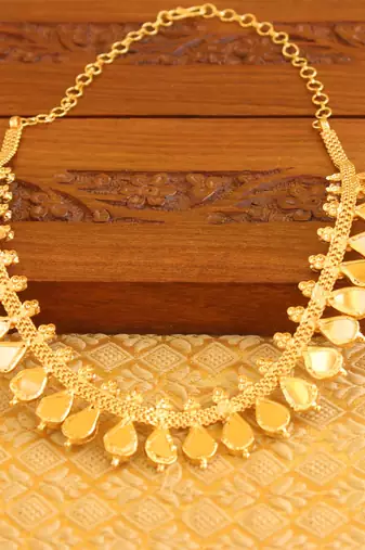Kerala style gold platted palakka necklace