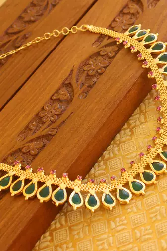 Kerala style gold platted palakka necklace