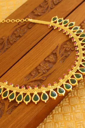 Kerala style gold platted palakka necklace