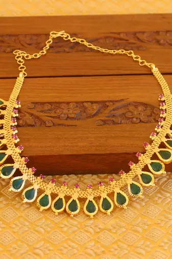 Kerala style gold platted palakka necklace