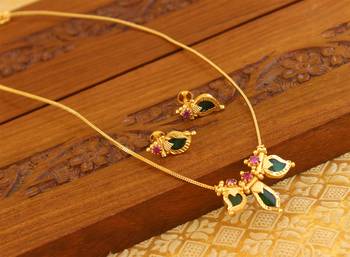 Kerala style gold platted palakka necklace set 3