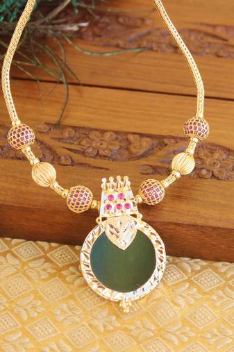 Kerala style gold platted palakka necklace