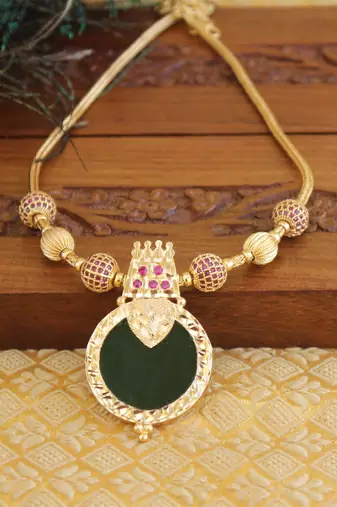 Kerala style gold platted palakka necklace