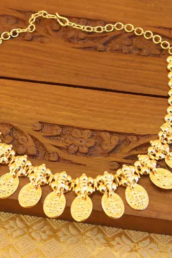 Kerala style gold platted lakshmi necklace