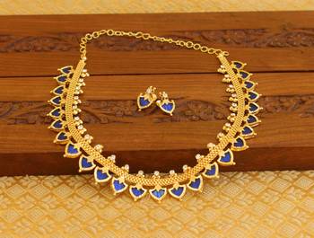Kerala style gold platted palakka necklace set 2