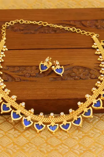 Kerala style gold platted palakka necklace set