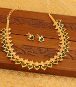 Kerala style gold platted palakka necklace set