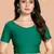 Bottel Green Cotton Lycra Fully Stretchable Round Neck Readymade Blouse With Half Sleeve