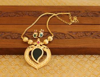 Kerala style gold platted mango palakka necklace set 1