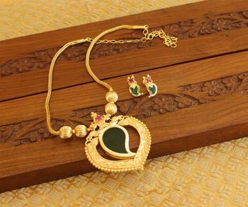 Kerala style gold platted mango palakka necklace set 2