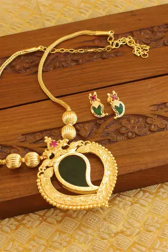 Kerala style gold platted mango palakka necklace set