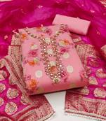 Pink Modal Butti Hand Work Dress Material With Inner