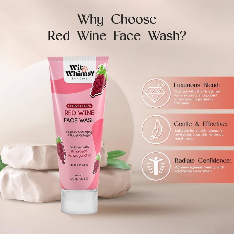 Red wine face wash for antiaging & reduces wrinkles boost collagen