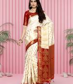 Mimosa Beige Woven Art Silk Saree With Blouse