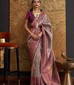 Dusty Rose Pink Colour Silk Woven Designer Saree